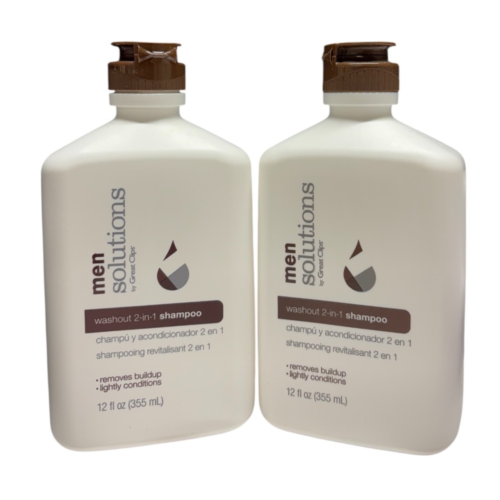 (2) Great Clips Men Solutions Washout 2 in 1 Shampoo Removes Buildup 12 fl oz